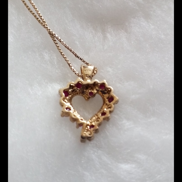 Genuine Ruby (Tested) Heart Pendant w/Chain - Picture 6 of 11